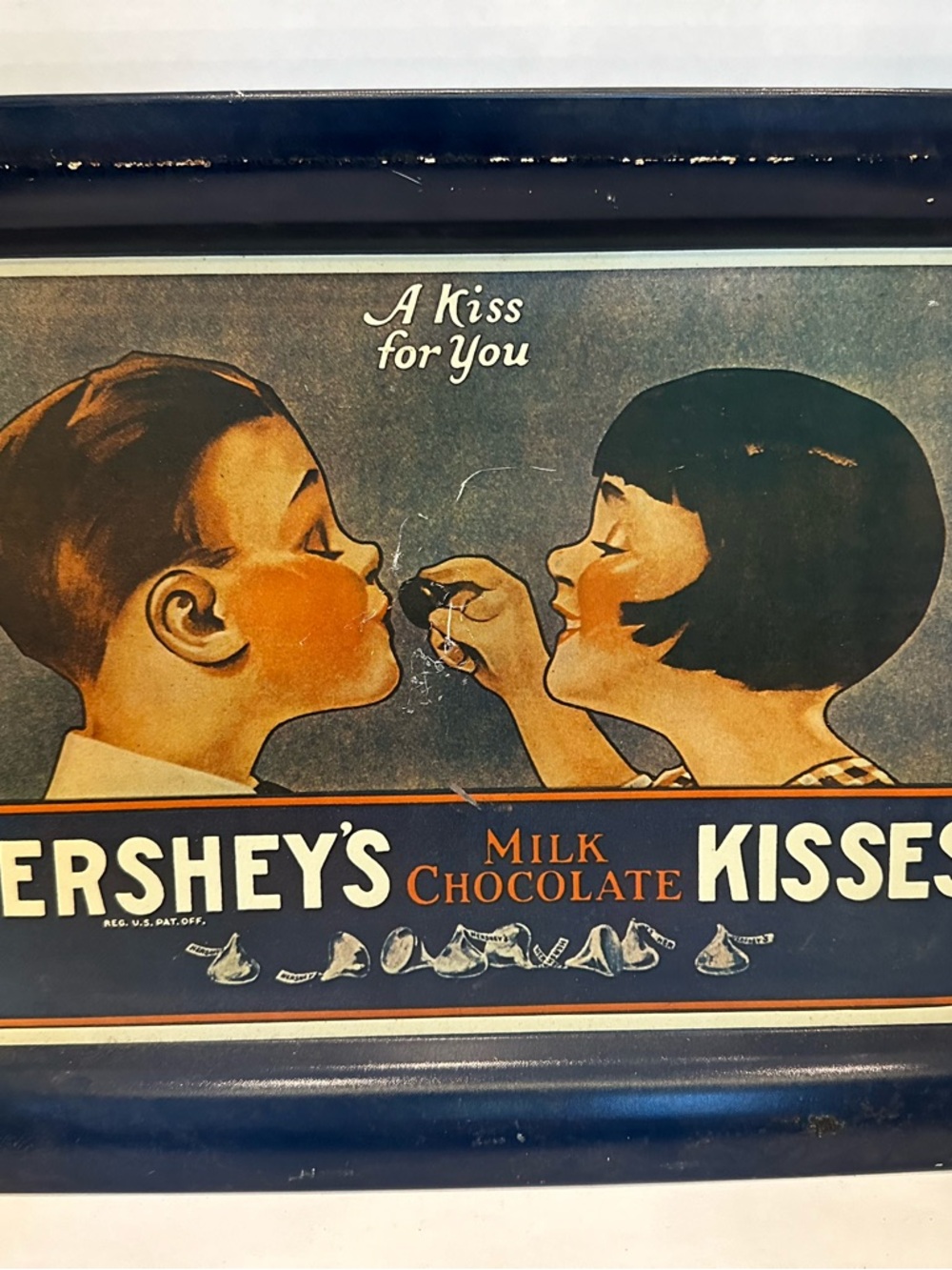 Hershey's Milk Chocolate Kisses Vintage Advertising Tin - Blue